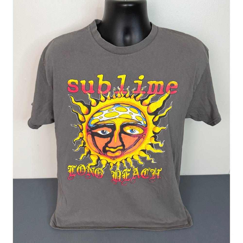 Sublime Men's Long Beach Graphic Short Sleeve Crew Neck T-Shirt Gray Size M